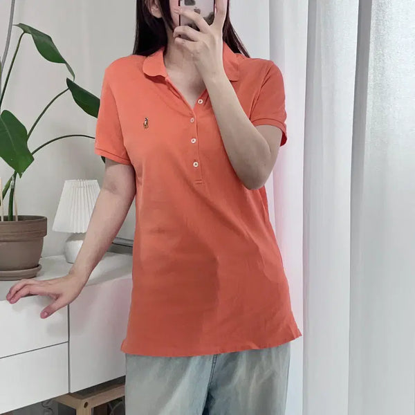 [BUNJANG] Polo Ralph Lauren Orange Multi-Pony 5-Button Short Sleeve Polo Shirt (L) / 폴로 오렌지 / 멀티포니 5버튼 반팔카라티 [ L ]