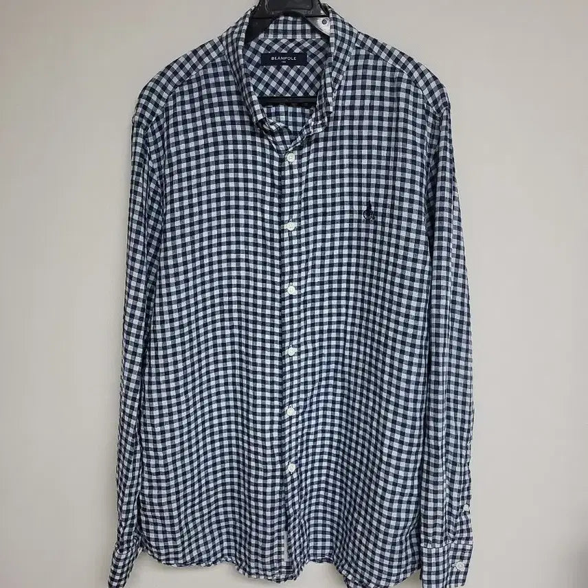[BUNJANG] Beanpole Golf Men's 100% Linen Check Long Sleeve Shirt Size 105 / 빈폴 골프 (마100%) 남 105