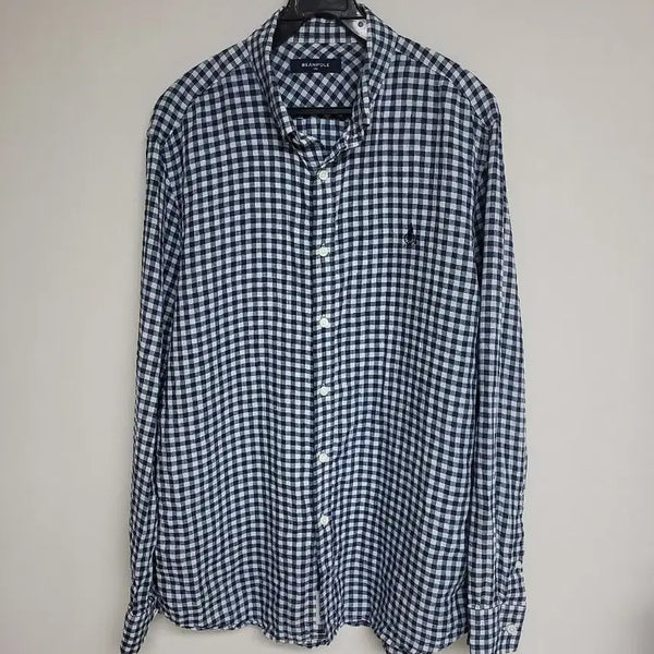 [BUNJANG] Beanpole Golf Men's 100% Linen Check Long Sleeve Shirt Size 105 / 빈폴 골프 (마100%) 남 105