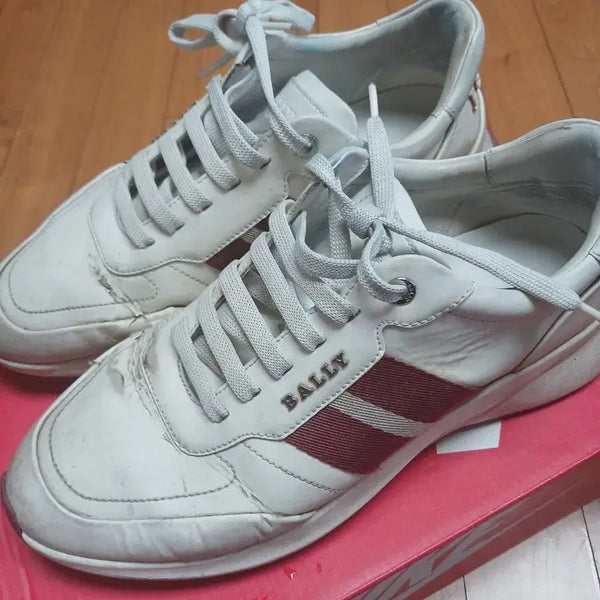 [BUNJANG] Bally Leather Sneakers White/Red Size 275 / 발리 스니커즈 화이트/레드275