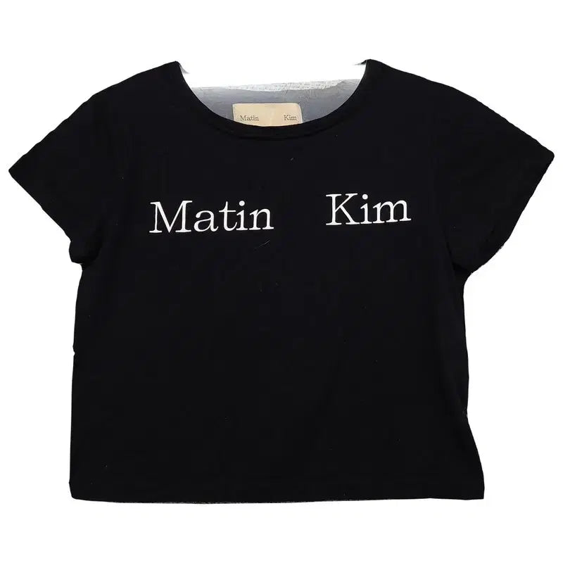 [BUNJANG] Matinkim Printed Black Cropped Short-Sleeve T-shirt (Free Size) / 마뗑킴 프린팅 블랙 크롭 반팔티 F