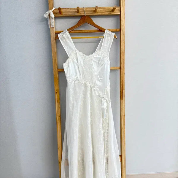 [BUNJANG] Lace White Long Dress / 레이스 화이트 원피스