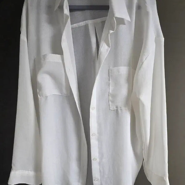 [BUNJANG] White See-Through Shirt / 흰색 시스루 셔츠