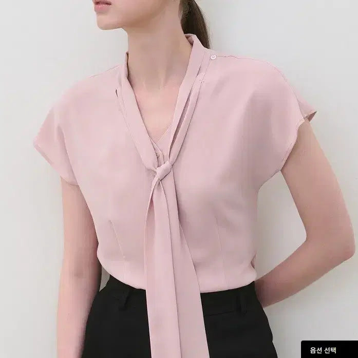 [BUNJANG] Frontrow Silky Tie Blouse Pink / (새상품)프론트로우 실키 타이 블라우스 핑크