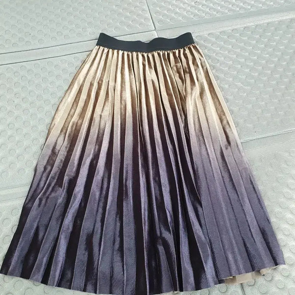 [BUNJANG] Pleated Long Skirt Navy / 플리츠 스커트 롱 금빛 네이비