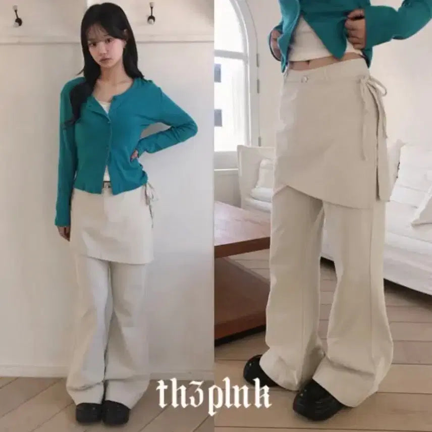 [BUNJANG] The Pink Ruffle Diagonal Wrap Skirt Layered Bootcut Pants (Black) / 더핑크 러펠 사선 랩 스커트 레이어드 부츠컷  팬츠 (블랙)