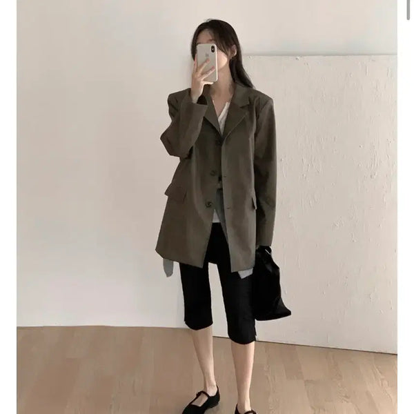 [BUNJANG] Laurenhi Marceau Leather Single Midi Jacket / 로렌하이 마르소 레더 싱글 미디 자켓 M