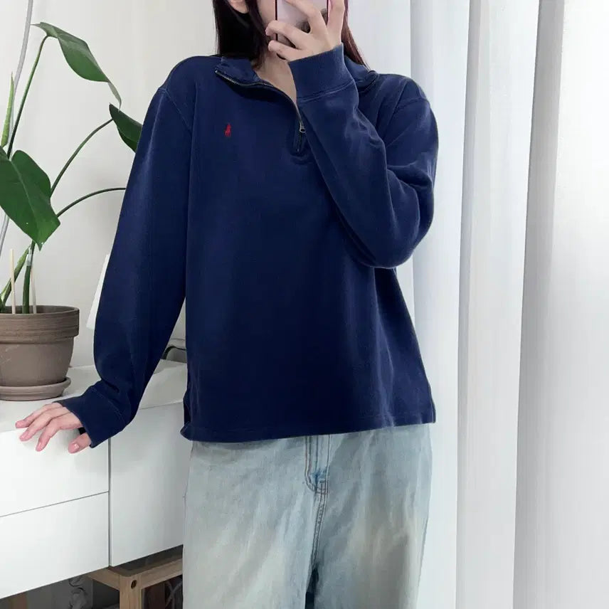 [BUNJANG] Polo Ralph Lauren Navy Red Pony Knit Half-Zip Pullover XL / 폴로 네이비 / 레드포니 니트 반집업 [ XL(18-20) ]