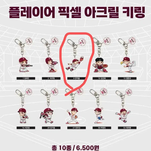 [BUNJANG] Kiwoom Heroes Antchi Hong Pixel Acrylic Keyring / 키움 히어로즈 픽셀 아크릴 키링 안치홍