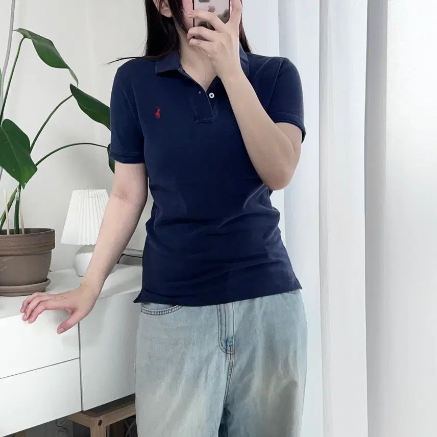 [BUNJANG] Polo Ralph Lauren Navy Red Pony Embroidered Short Sleeve Polo Shirt (M / Kids 12-14) / 폴로 네이비 / 레드포니 반팔카라티 [ M(12/14) ]