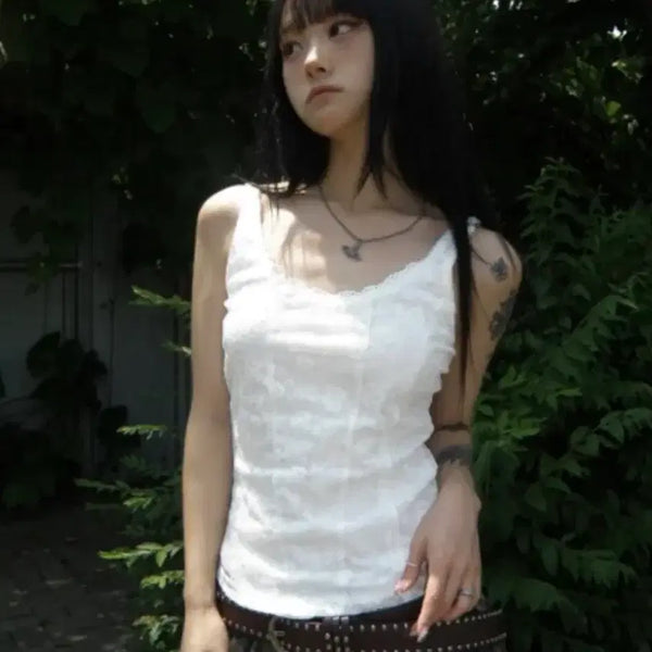 [BUNJANG] Dollish Layering Lace Corset Sleeveless / Dollish 레이어링 레이스 코르셋 슬리브리스