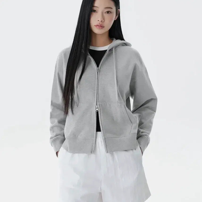 [BUNJANG] Musinsa Women's Hooded Sweat Zip-up Hoodie Medium Gray / [M/미디엄 그레이]무신사 우먼즈 후디드 스웨트 집업