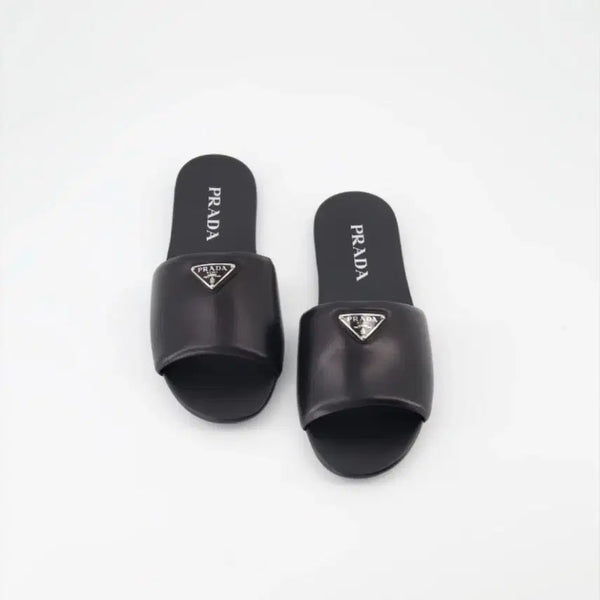 [BUNJANG] Prada Triangle Logo Leather Mules Slippers Black Size 39 / 프라다 삼각 로고 레더 뮬 슬리퍼 슬라이드 블랙 39사이즈