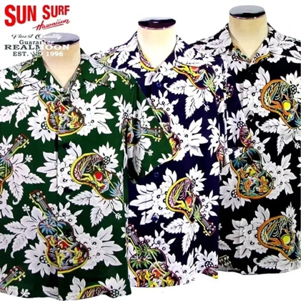 [BUNJANG] Sun Surf Sugar Cane Ukulele Melody Hawaiian Shirt / SUNSURF 슈가케인 선서프 50's 우쿠렐레 멜로디 하와이안셔츠~105