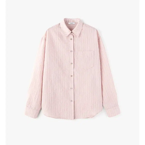 [BUNJANG] Montdol Stripe See-through Oversized Shirt - Light Pink / (새상품)몽돌 스트라이프 시스루 오버핏 셔츠 라이트핑크