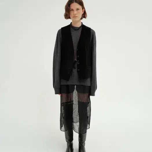 [BUNJANG] Monoha Suede Vest Black / monoha 모노하 Suede vest 스웨이드 베스트 블랙