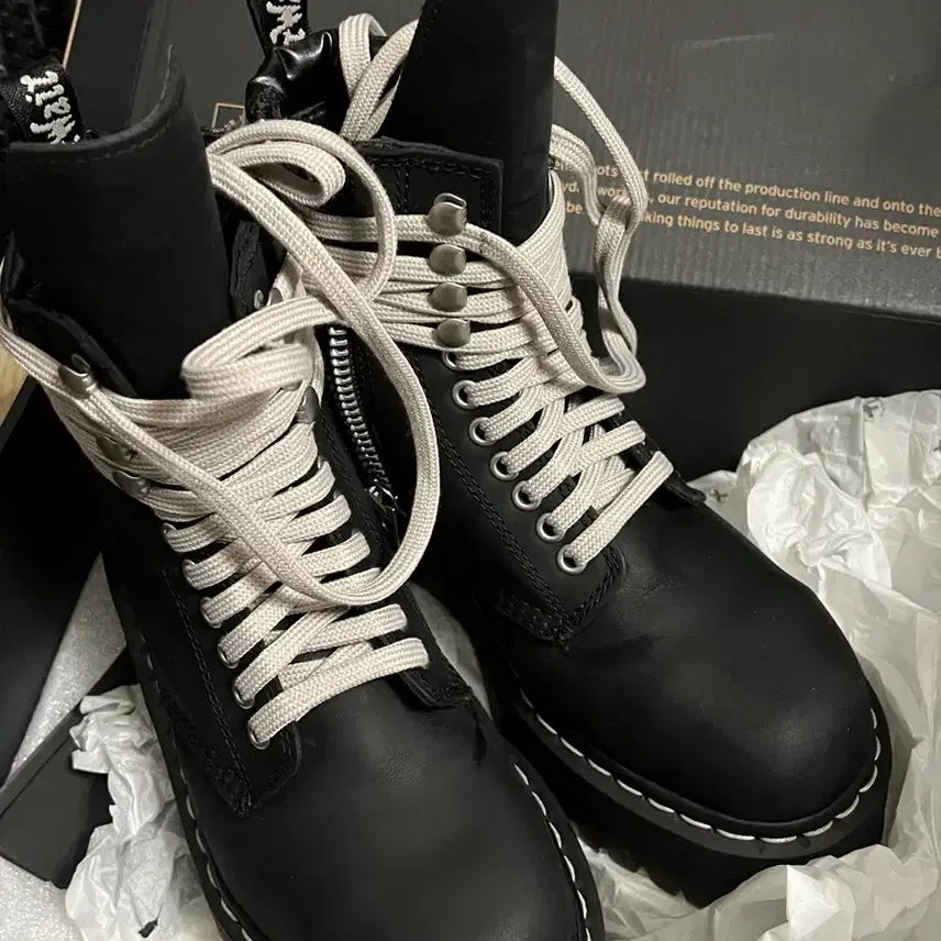 [BUNJANG] Dr. Martens x Rick Owens Quad Sole Steel Toe Boots Black / 닥터마틴 x 릭 오웬스 쿼드 솔 스틸 토 부츠 블랙 230