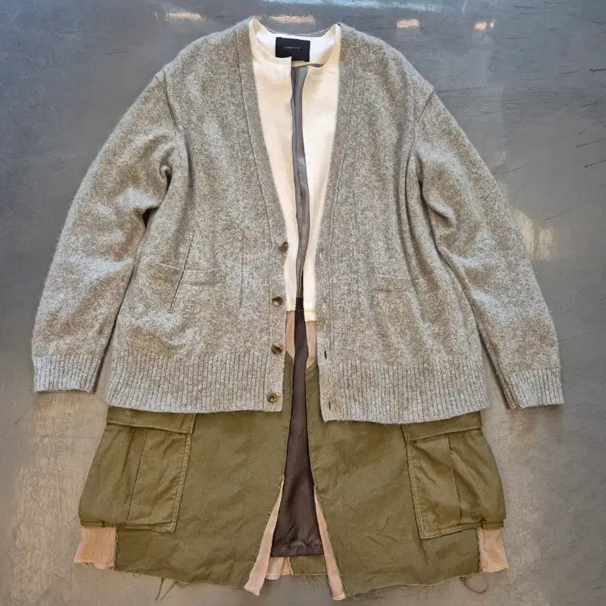 [BUNJANG] Undercover 15AW Layered Docking Cardigan Coat / L>15AW 언더커버 레이어드 도킹 가디건 코트