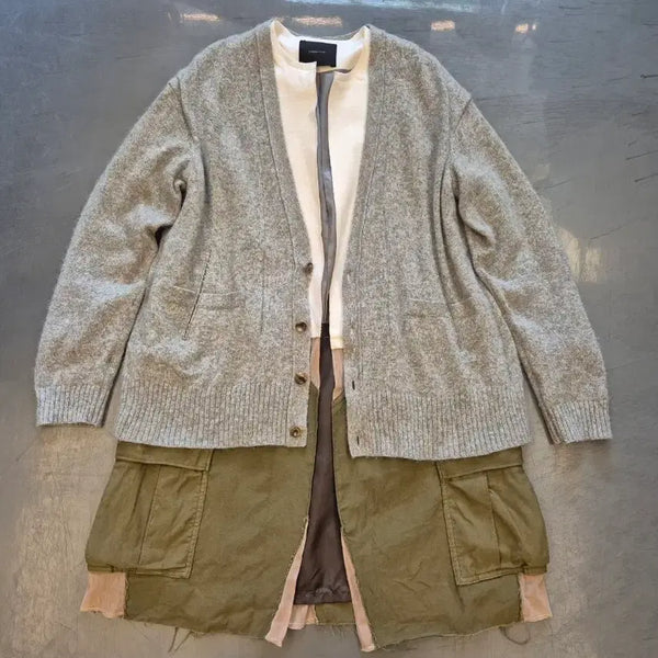 [BUNJANG] Undercover 15AW Layered Docking Cardigan Coat / L>15AW 언더커버 레이어드 도킹 가디건 코트
