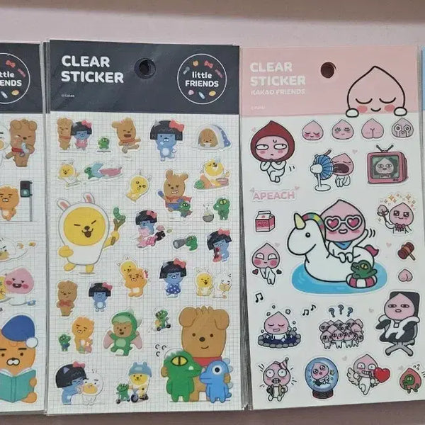 [BUNJANG] Kakao Friends Deco Clear Sticker Set (5 Sheets) / [미개봉새상품] 카카오프렌즈 데코 투명 스티커 5장 (디자인 선택 가능)