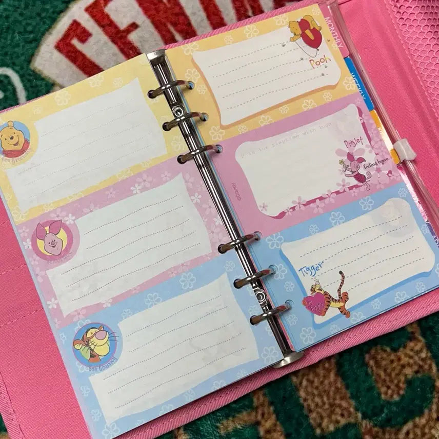 [BUNJANG] Disney Winnie the Pooh 6-Hole Diary Pouch / 고전문구 곰돌이 푸 6공 다이어리 지갑 파우치 다이어리 디즈니