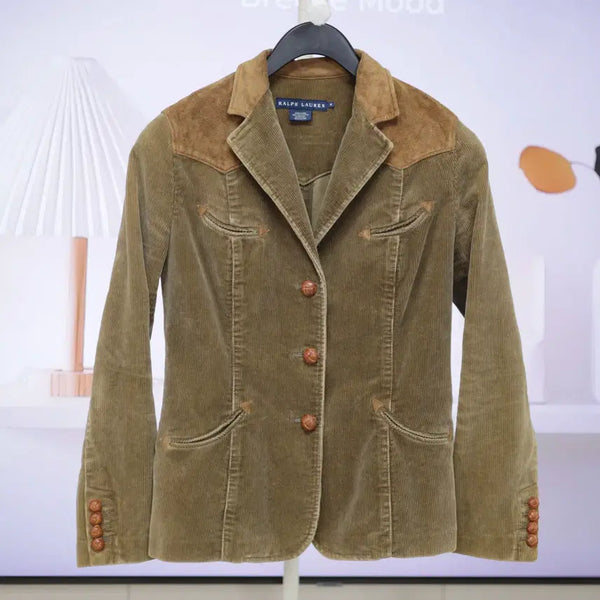 [BUNJANG] Ralph Lauren Corduroy Suede Combination Blazer / 핏이 참 예쁜 랄프로렌 코듀로이 스웨이드 배색 자켓