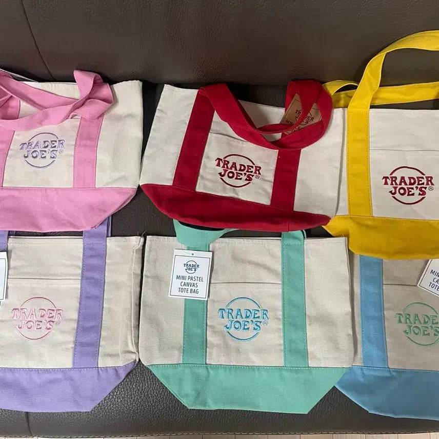 [BUNJANG] Trader Joe's Mini Canvas Tote Bag Eco Bag Set (6 Colors) / 트레이더조 미니 캔버스 토트백 에코백 6종