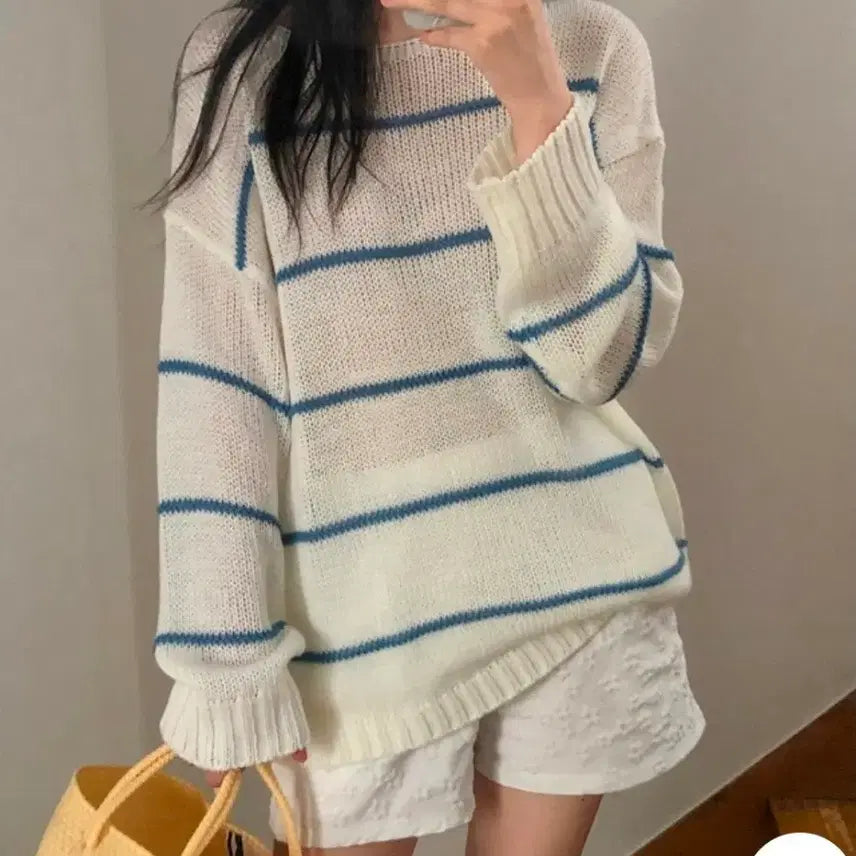 [BUNJANG] Stripe Light Fit Knit / 스트라이프 살안타 여리핏 니트