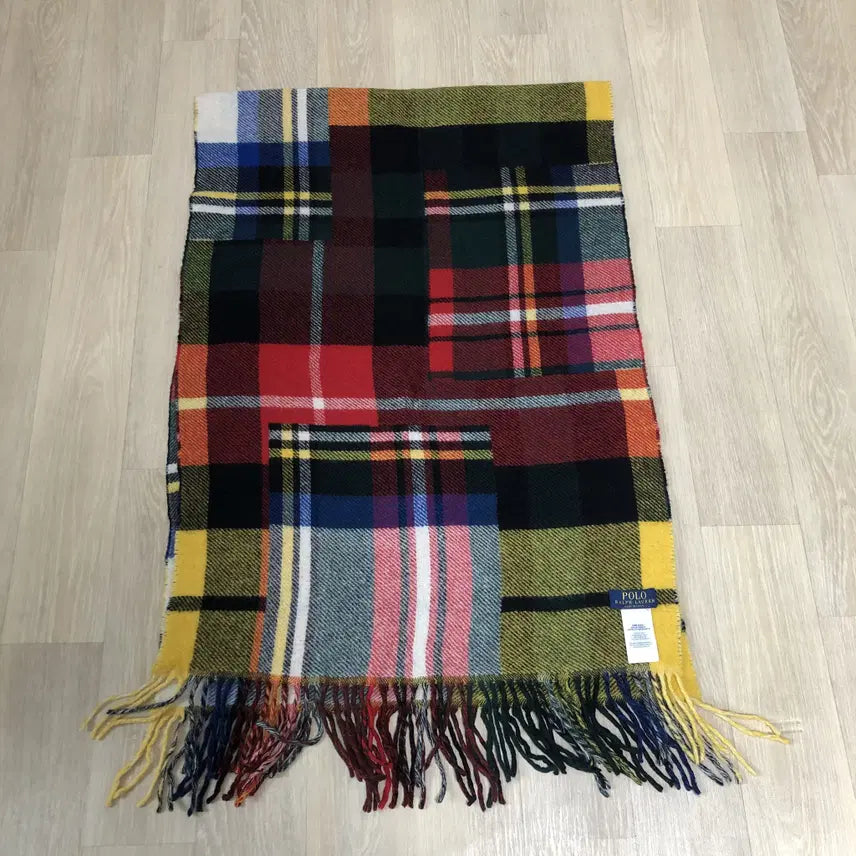[BUNJANG] Polo Ralph Lauren Italian Wool Plaid Patchwork Muffler / OS) 폴로 랄프로렌 POLO 이태리제 울 플래드 체크 패치워크 머플러
