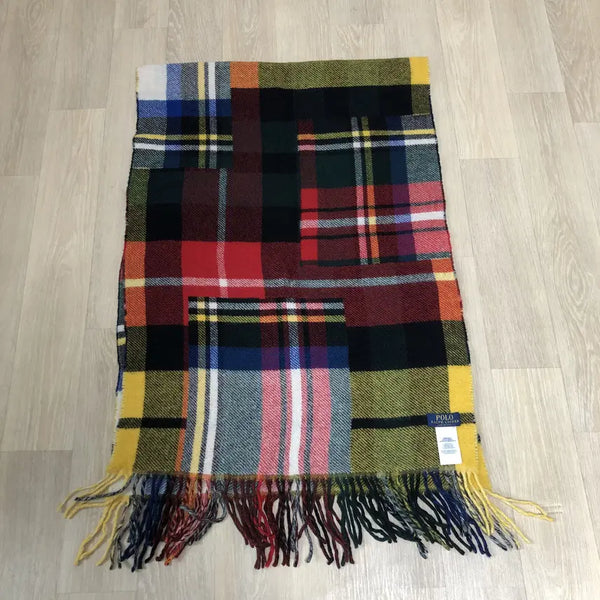 [BUNJANG] Polo Ralph Lauren Italian Wool Plaid Patchwork Muffler / OS) 폴로 랄프로렌 POLO 이태리제 울 플래드 체크 패치워크 머플러