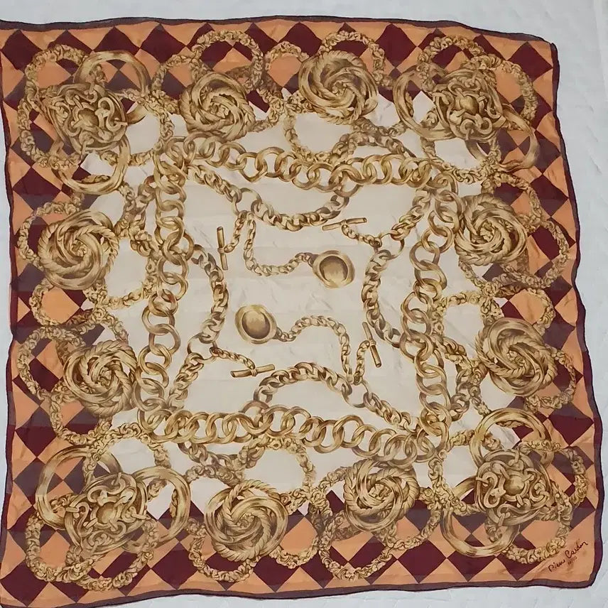 [BUNJANG] Pierre Cardin Chain Pattern Silk Scarf / 피에르가르뎅 스카프 (체인 패턴)