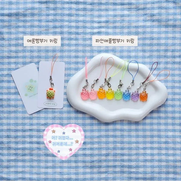 [BUNJANG] Melon Bread Turtle Keychain / Pineapple Bread Turtle Keychain - Lucky Turtle / 메론빵부기 키링 / 파인애플빵부기 키링 - 행운 거북이