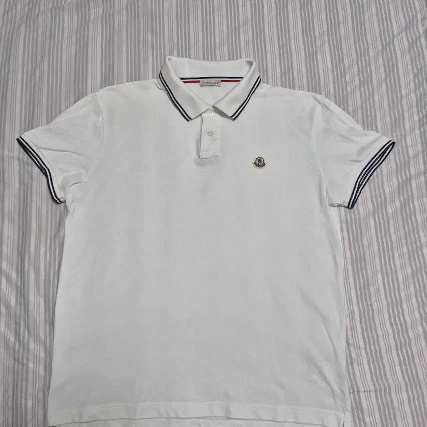 [BUNJANG] Moncler PK Collar Short Sleeve T-Shirt White L / 정품 몽클레어 PK카라반팔티 100-L 화이트