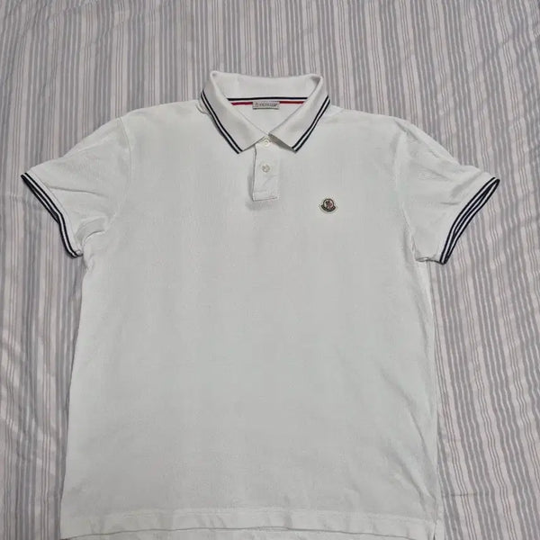 [BUNJANG] Moncler PK Collar Short Sleeve T-Shirt White L / 정품 몽클레어 PK카라반팔티 100-L 화이트