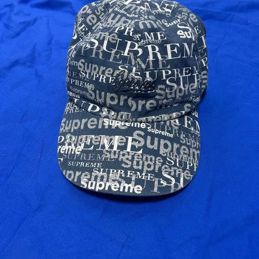 [BUNJANG] Supreme Letter Logo Pattern 6-Panel Cap Blue / 슈프림 레터 로고 패턴 6패널 블루