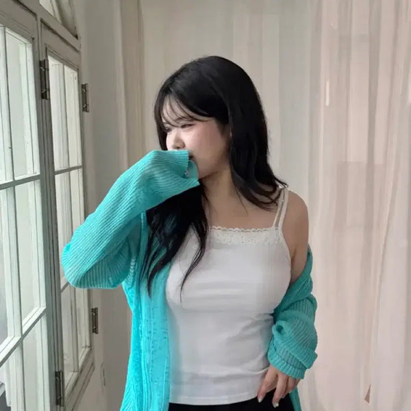 [BUNJANG] Dangdang Girl Riera Summer Viscose Cardigan Blue / 당당걸 리에다 썸머 비스코스 가디건 블루