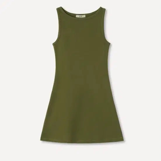 [BUNJANG] Hows Line Sleeveless Dress Olive / 호와스 라인 슬리브리스 원피스 올리브