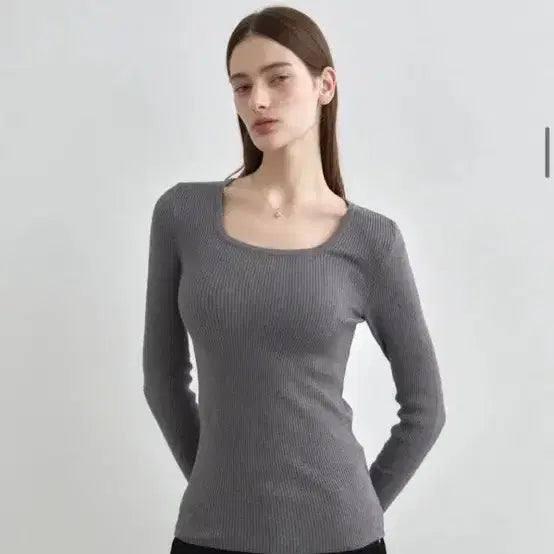 [BUNJANG] Black Ribbed Square Neck Knit (Free Size) / 검정!! 블랙!! 몽돌 스퀘어넥 골지 니트 free