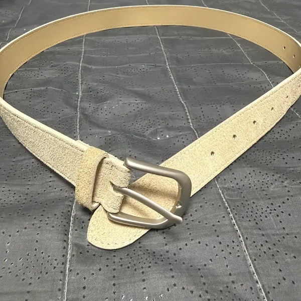 [BUNJANG] Sand Beige Suede Buckle Belt / (새상품)샌드 베이지 스웨이드 버클 벨트