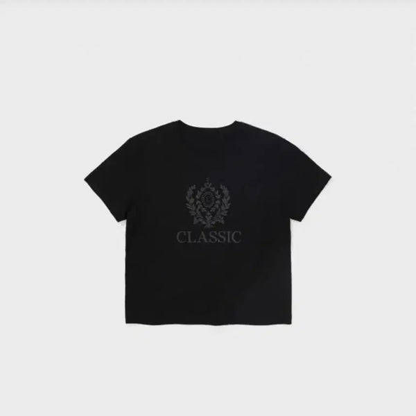 [BUNJANG] LOW CLASSIC Emblem Short Sleeve T-Shirt Black / LOW CLASSIC 엠블럼 반팔 티셔츠 블랙 Free