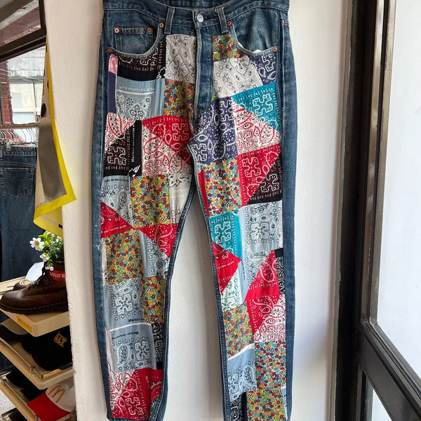 [BUNJANG] Levi's USA 501 Custom Patchwork Denim Pants - Size 34 / [34] LEVIS USA 501 커스텀 데님 팬츠