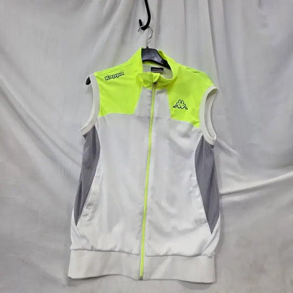 [BUNJANG] Kappa Sleeveless Zip-Up Jersey Fluorescent White (Size 100) / 카파 나시남녀 집업 져지 형광 흰색민소매100