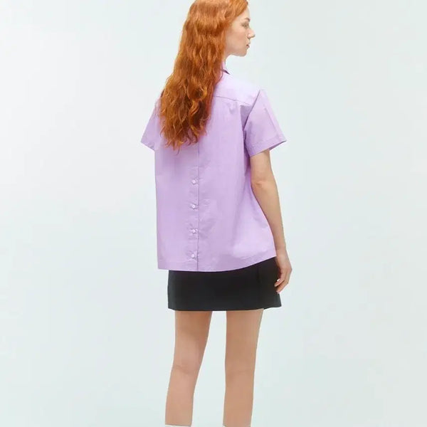 [BUNJANG] Marithe Francois Girbaud Back Button Short Sleeve Shirt M Lavender / 마리떼프랑소와저버 백버튼 반팔 셔츠 M 라벤더(라이트퍼플)
