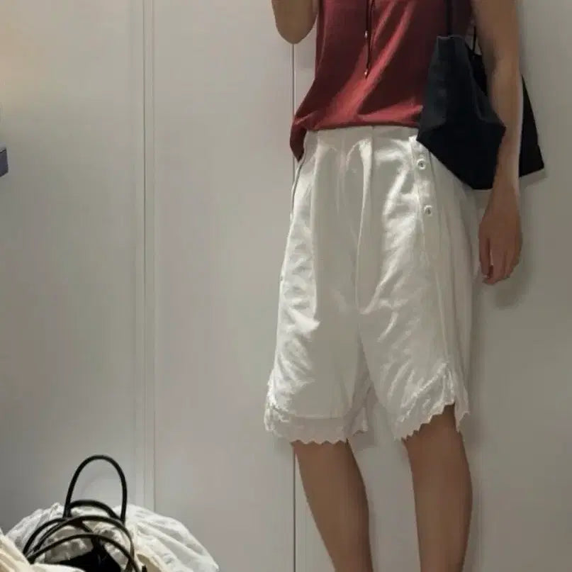 [BUNJANG] VIA PLAIN Eden Cotton Shorts White / 비아플레인 에덴코튼숏츠