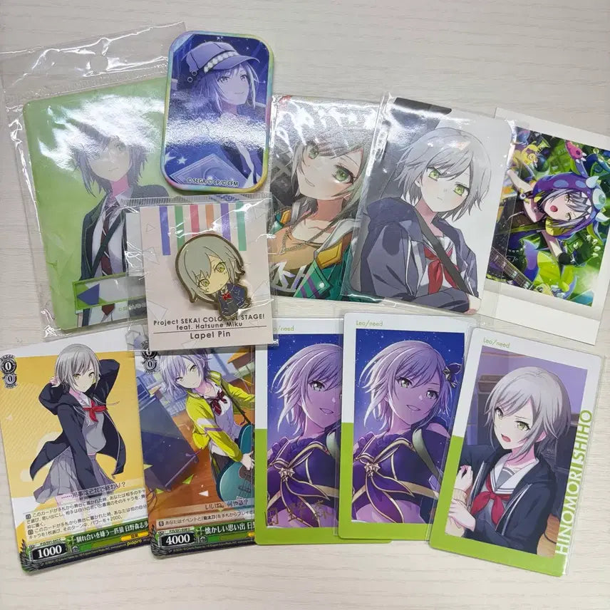 [BUNJANG] Hinomori Shiho Bundle Set Card Case, Label Pin, IPEKA Card, Can Badge / 프로세카 프세카 히노모리 시호 굿즈 일괄 카드케이스 라벨핀 이픽카드 캔뱃지