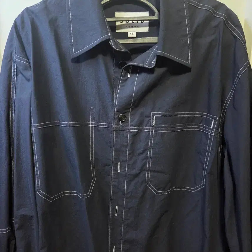 [BUNJANG] Solid Homme Navy Shirt 48 / 솔리드옴므 셔츠 네이비 48