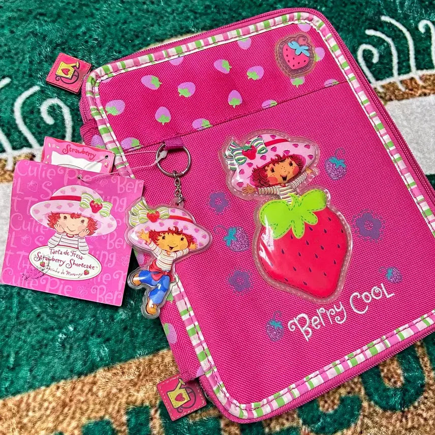 [BUNJANG] Strawberry Shortcake 2-Tier Pouch Bag / 고전문구 스트로베리쇼트케이크 2단 파우치 가방