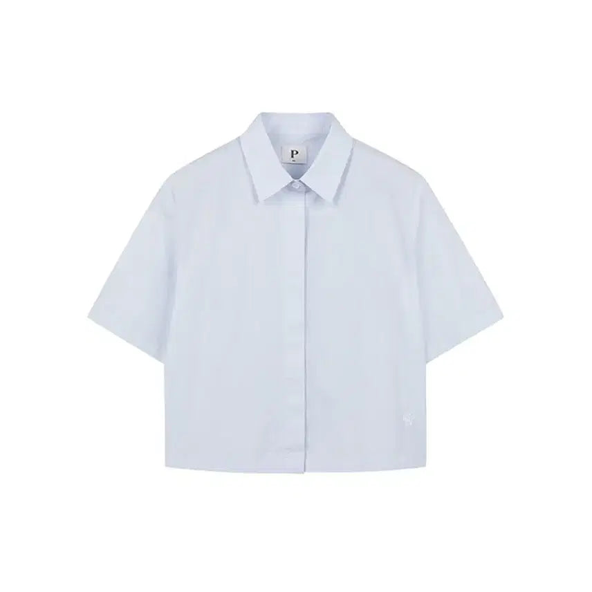 [BUNJANG] P H O L E M Poplin Cropped Short-Sleeve Shirt Light Blue XS / 폴햄 포플린 크롭 반팔 셔츠 라이트블루 xs