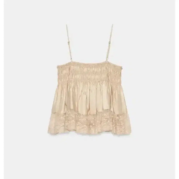 [BUNJANG] ZARA Lace Satin Sleeveless Top / 자라 레이스 새틴 탑