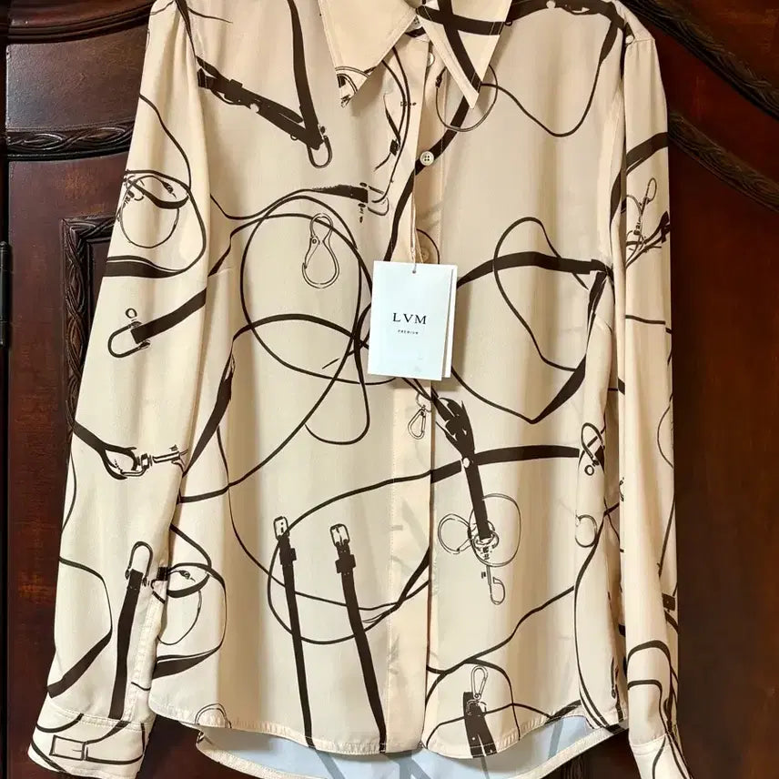 [BUNJANG] Lovemin 100% Silk Pattern Blouse / 러브민 LVM 실크100%